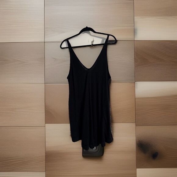 FP Beach Women’s Black Ribbed Tank Dress Knee Length Pockets Size M Summer Cute - Picture 1 of 7